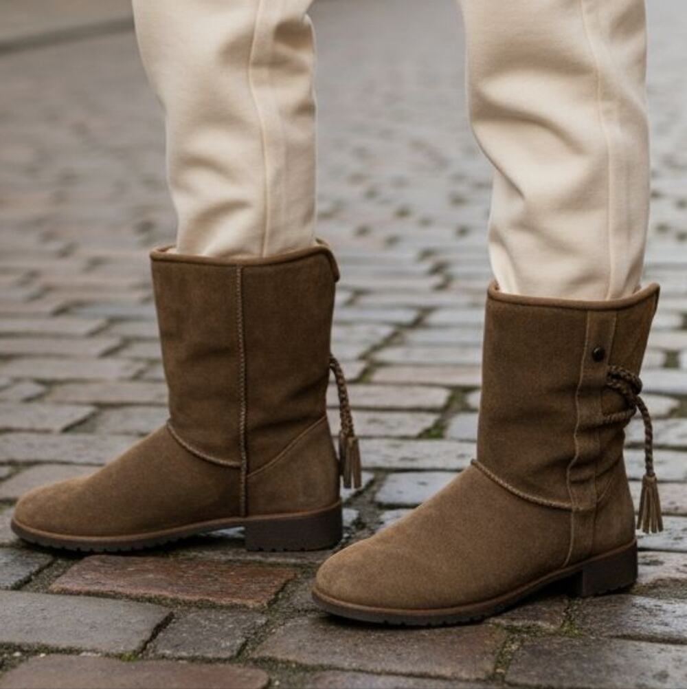 Abeo Blaine Suede Shearling Boots GUC Size 9 S3977